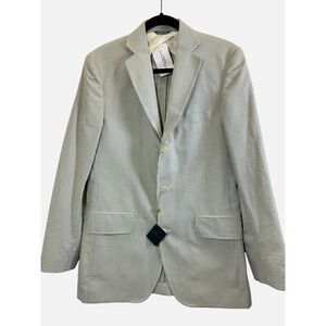Bobby‎ Jones Collection Men Seersucker Blazer Jacket Golf Blue Beige Size S